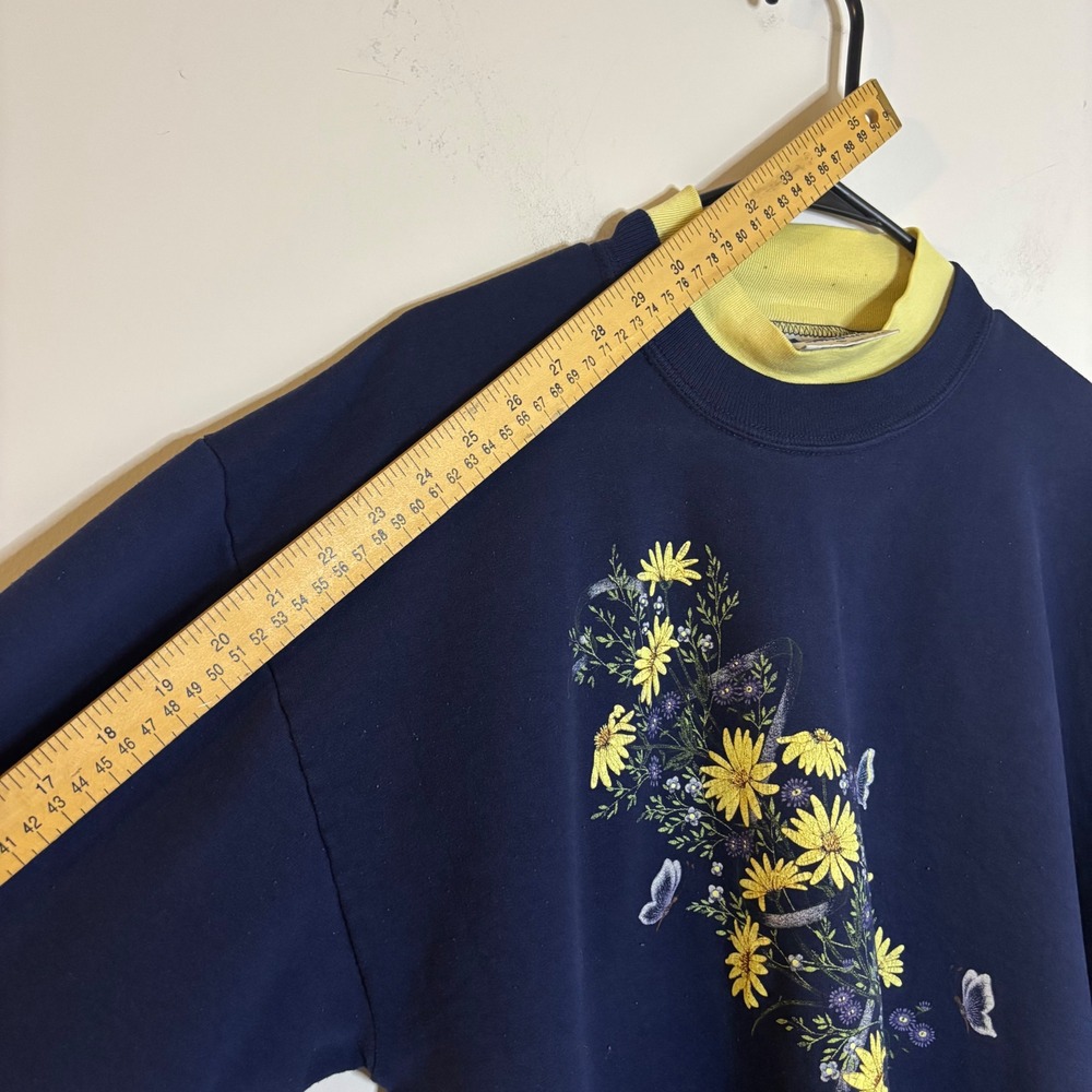Pleasant Shade Navy Floral Sweatshirt Womens L - Picture 7 of 8